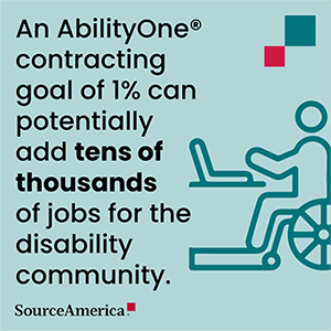Infographic - An AbilityOne contracting goal of 1% can potentially add tens of thousands of jobs for the disability community.