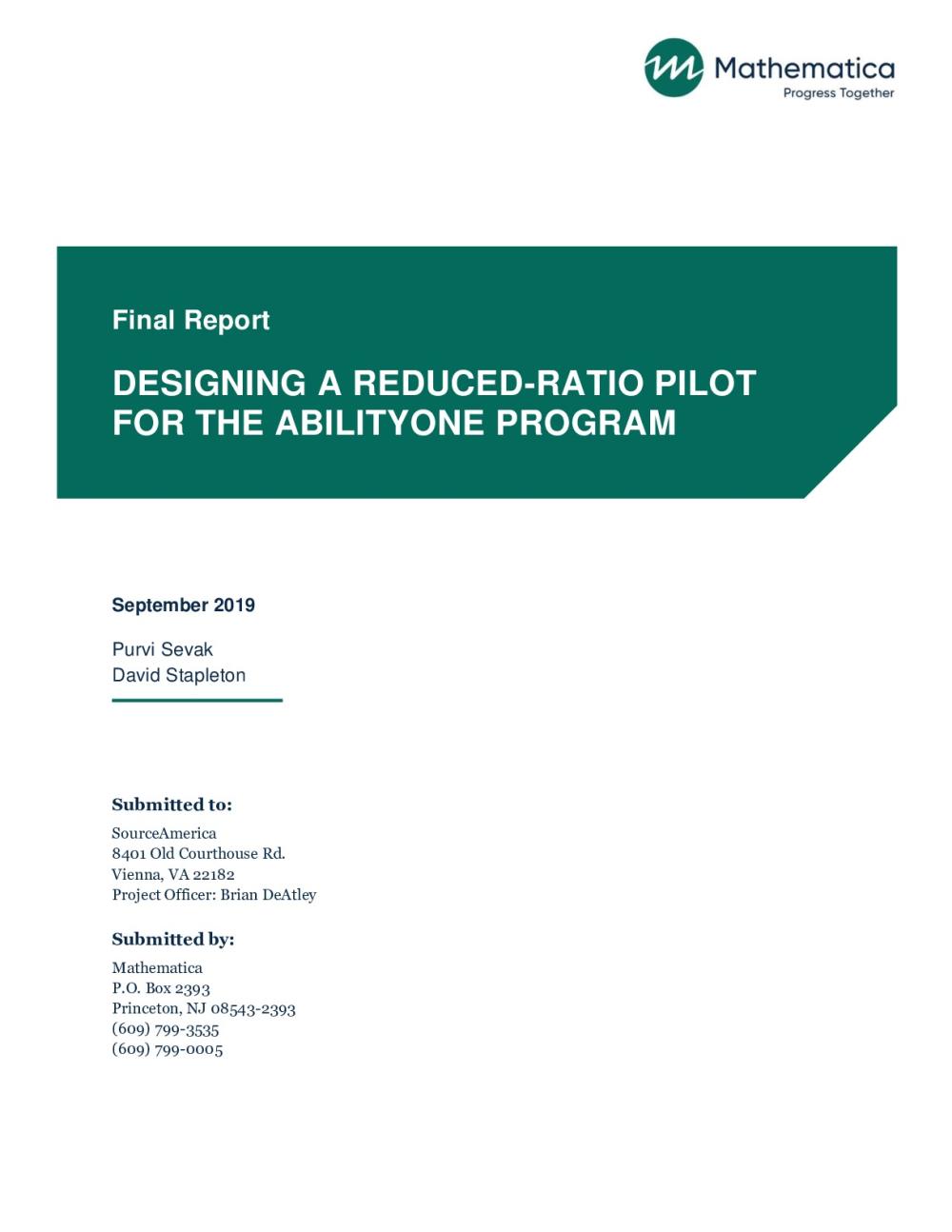 Designing a Reduced-Ratio Pilot for the AbilityOne Program