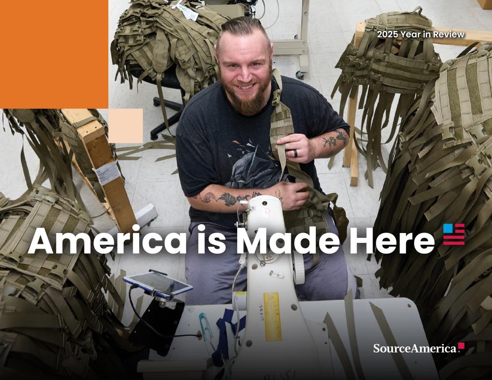 A person making military uniforms